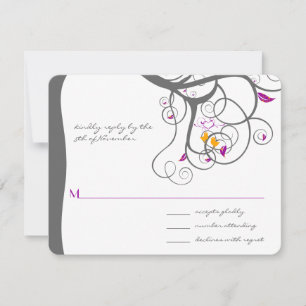 Pflaume Tree Wirbel Love Birds Wedding Einladung