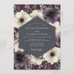 Pflaume-Twilight-Anemone-Hochzeit Einladung