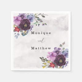 Pflaume Ultra-Violet Botanische Rustikale Peony We Serviette