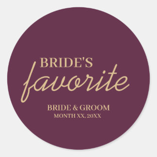 Pflaume und Goldbride's Lieblings-Snack-Hochzeit Runder Aufkleber
