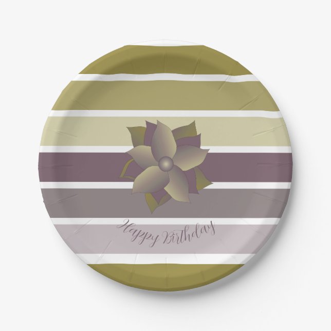 Pflaume und goldener Streifen Pappteller (Vorderseite)