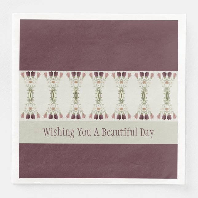 Pflaume und Graugrün Serviette (Vorderseite)