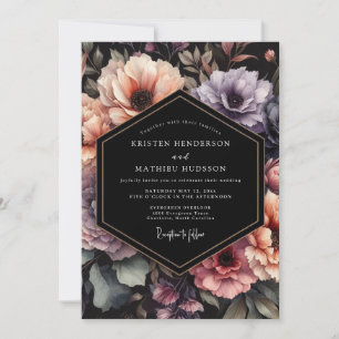Pflaume- und Pfirsich-Dramatische-Bloom-Hochzeit Einladung