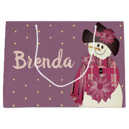 Pflaume und rosa Schneemann Große Geschenktüte