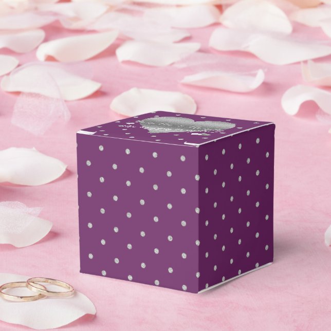 Pflaume und Silberpolka Dots Gastgeschenk Boxen Geschenkschachtel (Hochzeit)