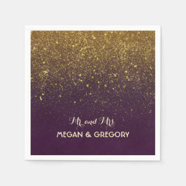 Pflaume und Vintager Glitzer Hochzeit Serviette