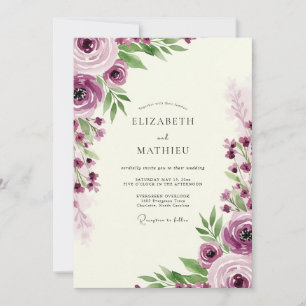 Pflaume Verzaubernde Romantische Hochzeit Einladung
