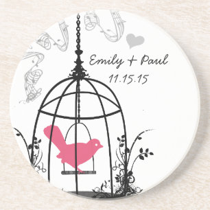 Pflaume Vintage Love Bird Untersetzer