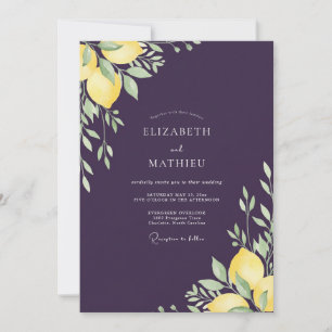 Pflaume-Zitrone-Eukalyptus-Hochzeit Einladung