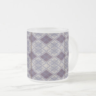 PFLAUMEN-ARGYLE-STRICK Frostglas-Tasse Mattglastasse