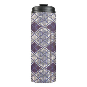 PFLAUMEN ARGYLE STRICK Thermal Tumbler Thermosbecher
