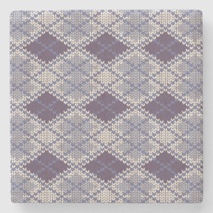 PFLAUMEN ARGYLE STRICKEN Marmor Stein Untersetzer