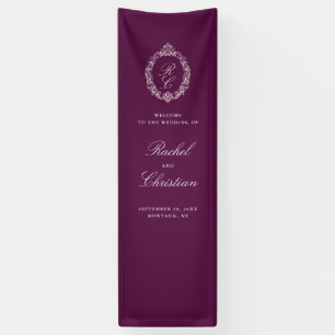 Pflaumen-Barock-Monogrammwappen-Hochzeit Banner