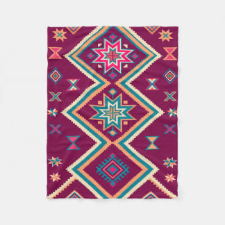 Pflaumen-Boho-Südwest-Geometrisches-Volks-Kunstmus Fleecedecke