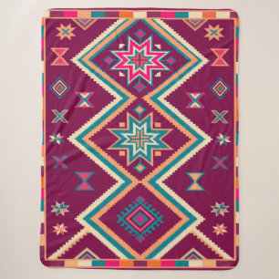Pflaumen-Boho-Südwest-Geometrisches-Volkskunst-Mus Sherpadecke