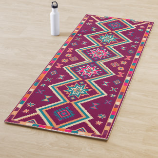 Pflaumen-Boho-Südwest-Geometrisches-Volkskunst-Mus Yogamatte