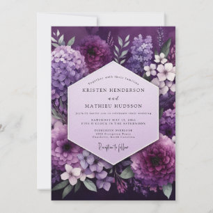 Pflaumen-Botanische Opulenz-Hochzeit Einladung