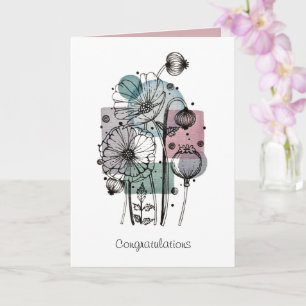 Pflaumen Doodle in Tinte und Wasserfarbkarte Karte