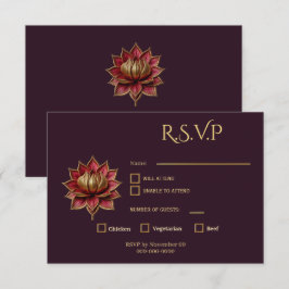Pflaumen-Gotische Antwortkarte Lotusblume RSVP Karte
