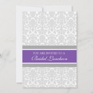 Pflaumen-Grau-Damask-Bridal-Lunch-Einladungskarten Einladung