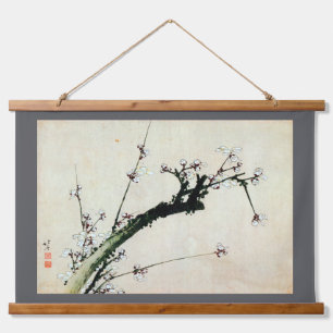 Pflaumen, Hokusai, Ukiyo-e Wandteppich Mit Holzrahmen