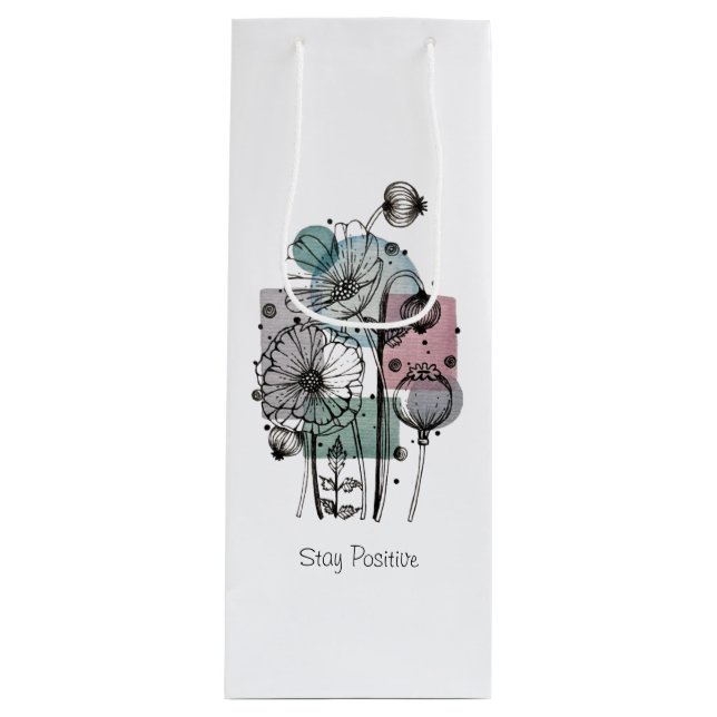 Pflaumen in Tinte und Wasserfarbe Geschenktüte Für Weinflaschen (Vorderseite)