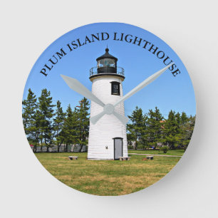 Pflaumen-Insel-Leuchtturm, Massachusetts-Wanduhr Runde Wanduhr