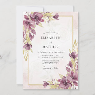 Pflaumen-Lavendel-Mohn-Hochzeit Einladung