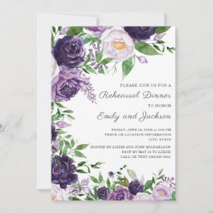 Pflaumen-Lila-Lavendel-Aquarell-Blumen-Probeessen Einladung