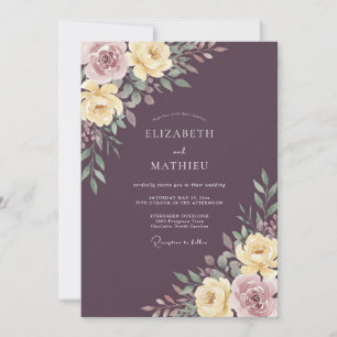Pflaumen-Mauve-Aquarell-Hochzeit Einladung
