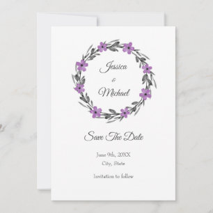 Pflaumen-Mauve-Graue-Schwarzer Wasserfarben-Blumen Save The Date