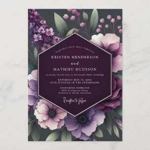 Pflaumen Moody Anemone Hochzeit Einladung