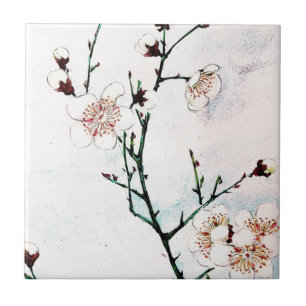 Pflaumen-Niederlassungen mit Blüten Ukiyo-e Asien Fliese