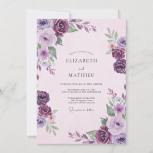 Pflaumen-Orchideen-Blüten-Hochzeit Einladung