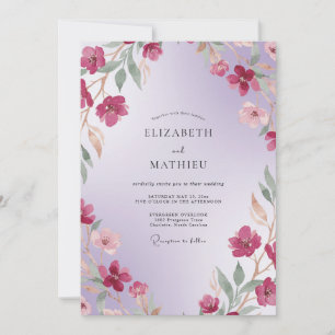 Pflaumen-Orchideen-Blüten-Hochzeit Einladung