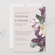 Pflaumen-Orchideen-Hochzeitseinladung mit düsterer