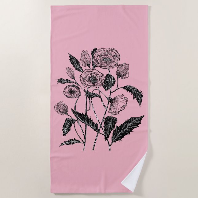 Pflaumen Pink Beach Handtuch - Farbe wählen (Vorderseite)