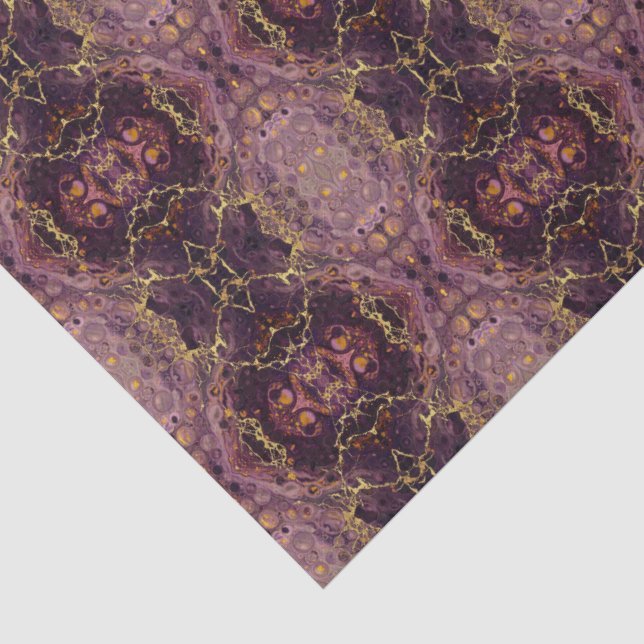 Pflaumen-Purple- und Goldmarmor  Seidenpapier (Detail)