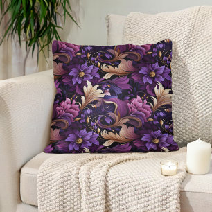 Pflaumen-Purpur-Mauve-Gold-Ornament Barock Kissen