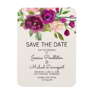 Pflaumen-Schimmer-Blumen-Hochzeit-Speichert-Datum Magnet
