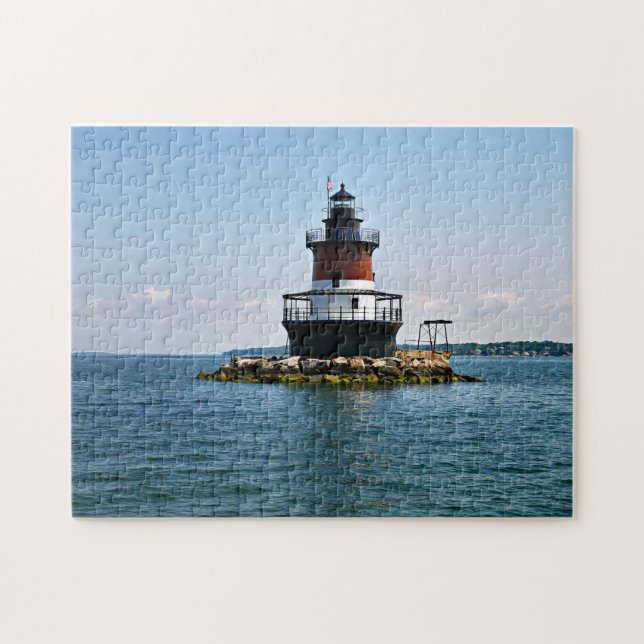 Pflaumen-Strand-Leuchtturm, Rhode Island Puzzle (Horizontal)