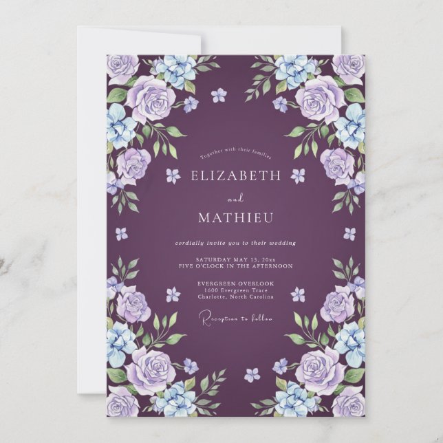 Pflaumen Traum Botanische Hochzeit Einladung (Vorderseite)