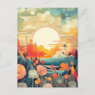 Pflaumen und Fuchs-Schwanz Abstrakte Blume Postkarte