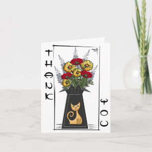 Pflaumen und Mäuse in einer Retro-Katze-Vase - Vie Dankeskarte