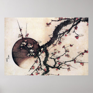 Pflaumen und Mond, Hokusai Poster