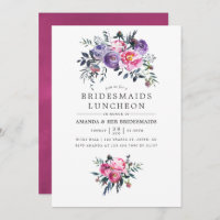 Pflaumen und rosa Wasserfarben Blumensträuße Lunch