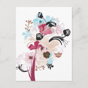 Pflaumen und Rose Postkarte
