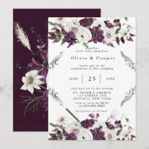 Pflaumen und Silber Geometric Floral Wedding