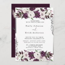 Pflaumen und Silber Geometric Floral Wedding