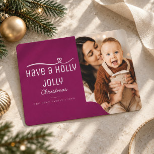 Pflaumen-Weihnachtsfoto Baby Feiertagskarte